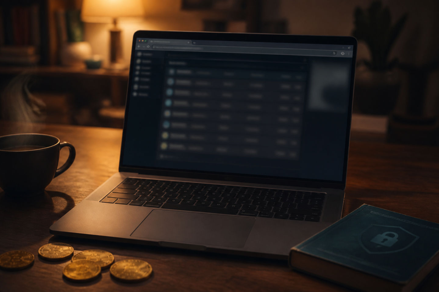 person reviewing dark web links on a laptop