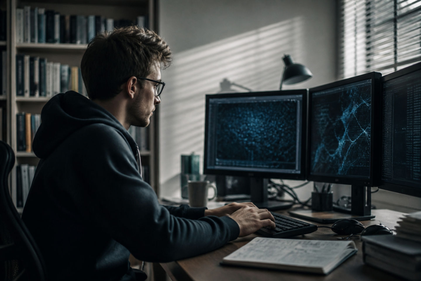cybersecurity analyst reviewing dark web data