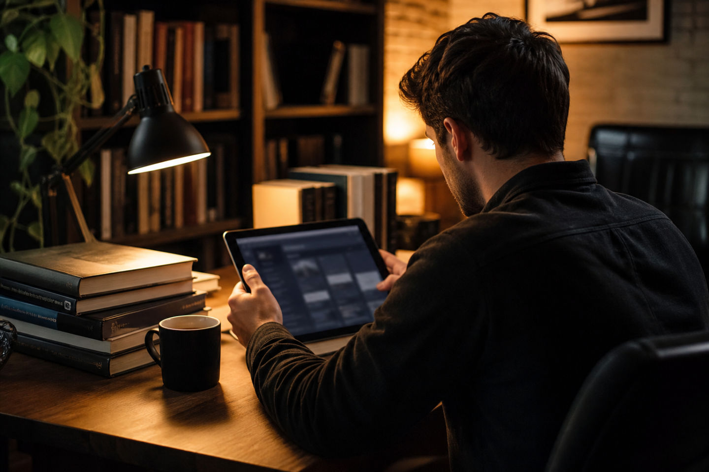 individual studying dark web resources on a tablet
